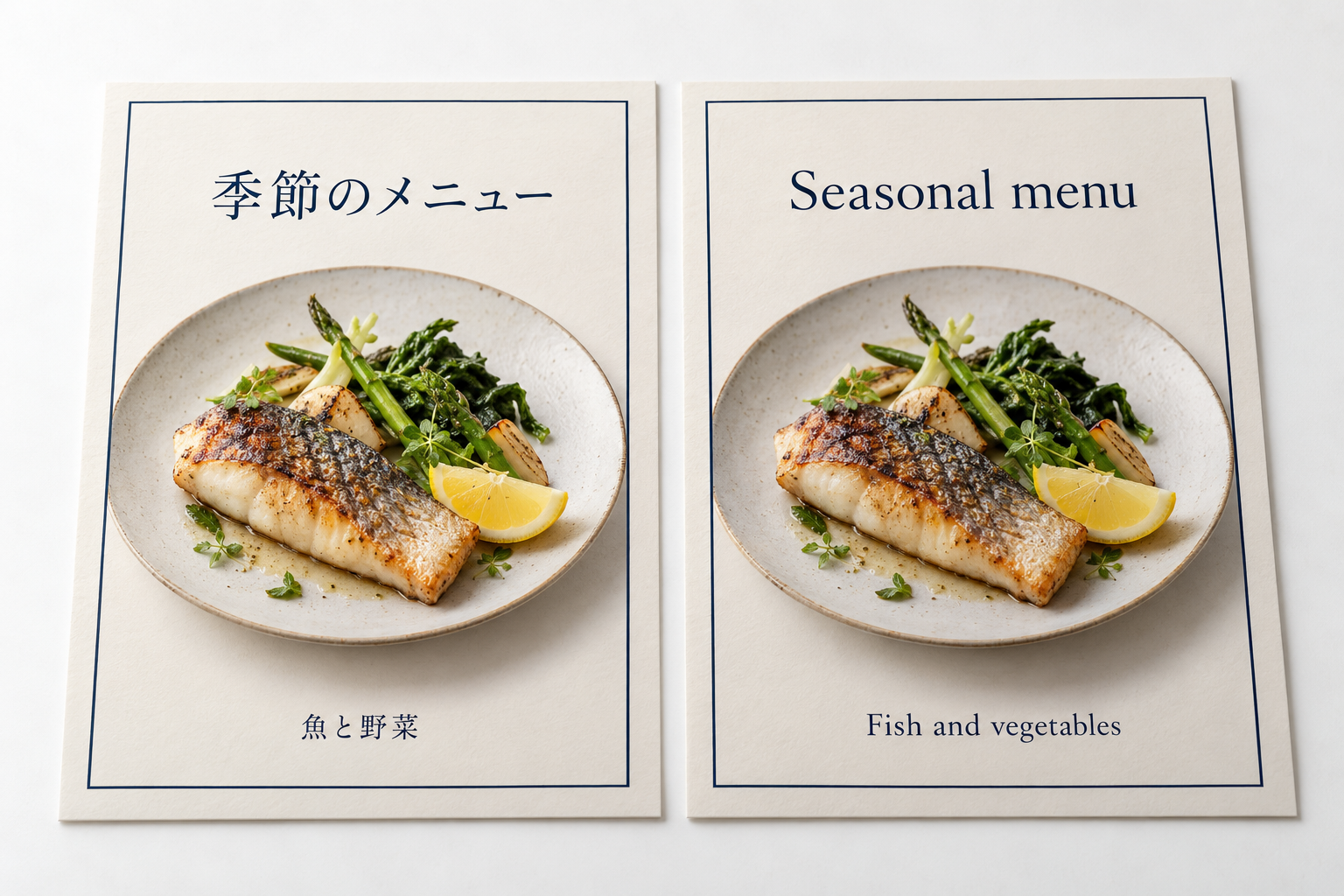 AI-generated multilingual menu illustration; not a translation result