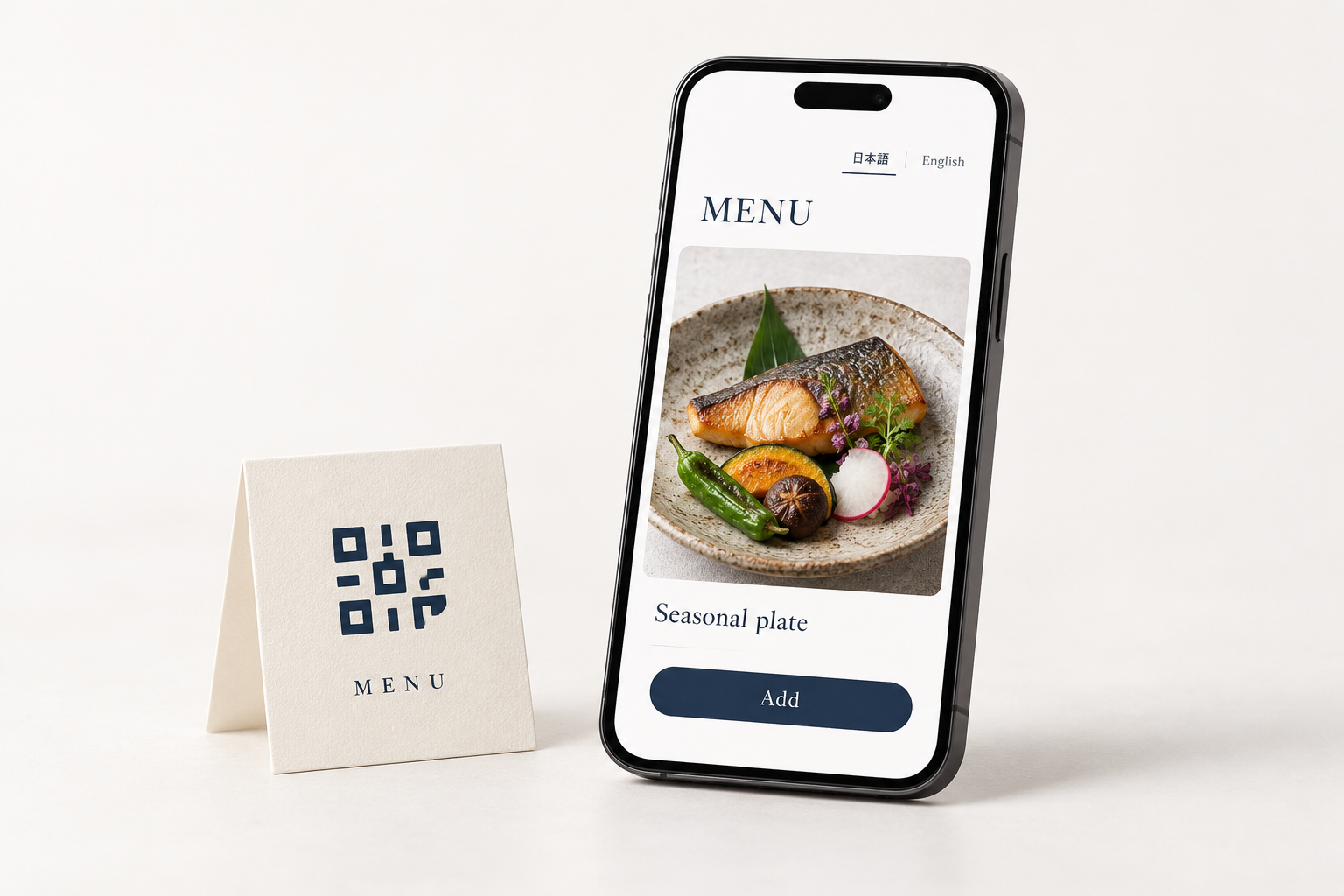 AI-generated QR ordering illustration; decorative QR only
